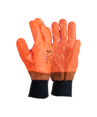Orange PVC Freezer Knit Wrist Gloves