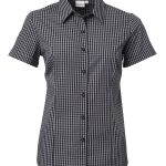 Ladies Heath K233 S/S Blouse - Black/Grey
