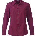 Ladies Sloane Minimal Check K262 L/S Blouse - Berry