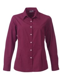 Ladies Sloane Minimal Check K262 L/S Blouse - Berry