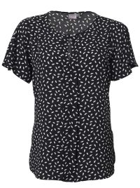 Fleur K229 S/S Blouse - Black/White