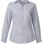 Lara K218- L/S Blouse - Grey/White Stripe