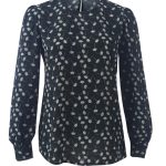 Jolie K266 L/S Blouse - Black/White Dandelions