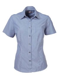 Wendy K124 S/S Blouse - Blue/White