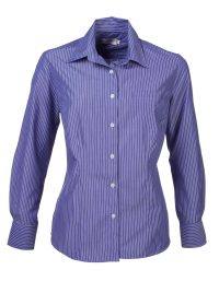 Wendy K203 L/S Blouse - Blue/White