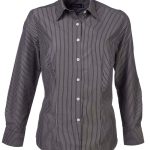 Wendy K203 L/S Blouse - Charcoal/White