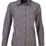 Wendy K205 L/S Blouse - Charcoal/White