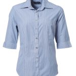Wendy K124 3/4 Blouse - Blue/White