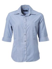 Wendy K124 3/4 Blouse - Blue/White