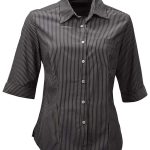 Wendy K203 3/4 Blouse - Charcoal/White