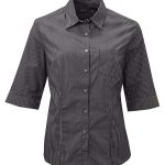 Wendy K204 3/4 Blouse - Charcoal/White