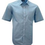 Mens K218 S/S Shirt - Cyan/White