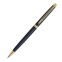 Waterman Hemisphere Ball Pen Medium Nib Blue Ink - Matte Black Gold Trim