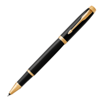 Parker Im Black Lacquer Gold Trim Rollerball Pen - Fine Nib - Black Ink