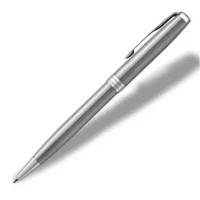 Parker Sonnet Stainless Steel Chrome Trim Ball Pen - Medium Nib - Black Ink