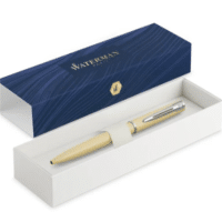Waterman Allure Ball Pen Medium Blue Ink - Pastel Yellow Chrome Trim - Giftbox