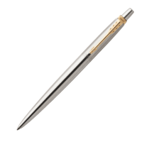 Parker Jotter Stainless Steel Gold Trim Ball Pen - Med Black Ink